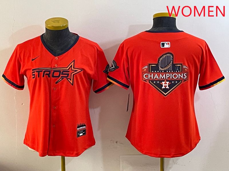 Women Houston Astros Blank Orange Three generations Joint Name 2025 Nike MLB Jersey style 21